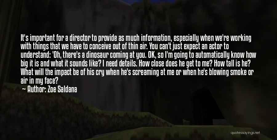 Zoe Saldana Quotes: It's Important For A Director To Provide As Much Information, Especially When We're Working With Things That We Have To