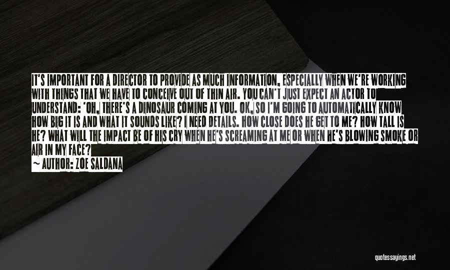 Zoe Saldana Quotes: It's Important For A Director To Provide As Much Information, Especially When We're Working With Things That We Have To