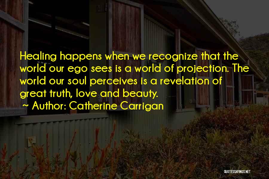 Catherine Carrigan Quotes: Healing Happens When We Recognize That The World Our Ego Sees Is A World Of Projection. The World Our Soul