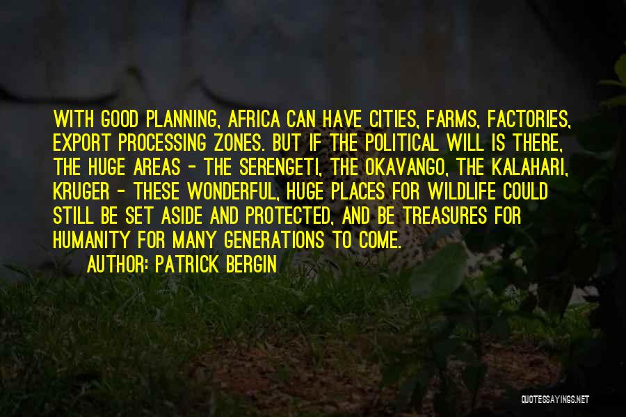 Patrick Bergin Quotes: With Good Planning, Africa Can Have Cities, Farms, Factories, Export Processing Zones. But If The Political Will Is There, The