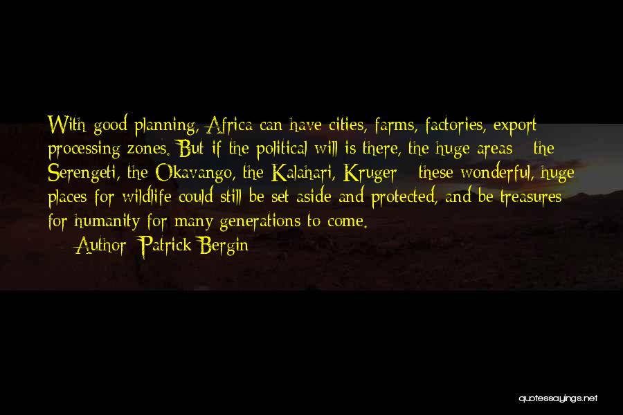 Patrick Bergin Quotes: With Good Planning, Africa Can Have Cities, Farms, Factories, Export Processing Zones. But If The Political Will Is There, The