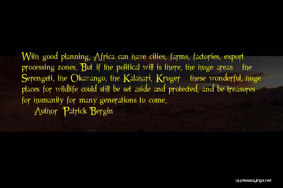 Patrick Bergin Quotes: With Good Planning, Africa Can Have Cities, Farms, Factories, Export Processing Zones. But If The Political Will Is There, The