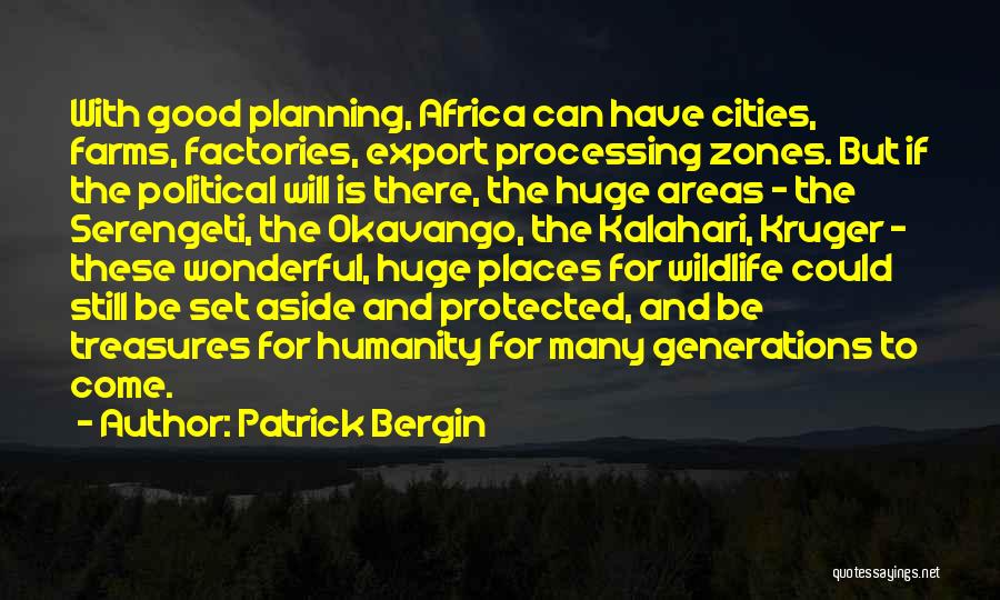 Patrick Bergin Quotes: With Good Planning, Africa Can Have Cities, Farms, Factories, Export Processing Zones. But If The Political Will Is There, The