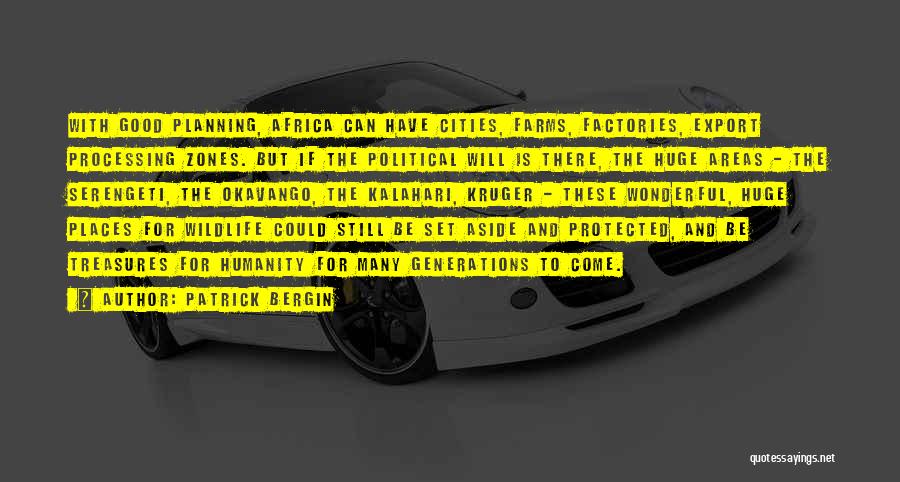 Patrick Bergin Quotes: With Good Planning, Africa Can Have Cities, Farms, Factories, Export Processing Zones. But If The Political Will Is There, The