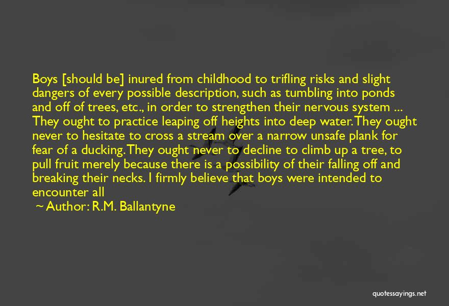 R.M. Ballantyne Quotes: Boys [should Be] Inured From Childhood To Trifling Risks And Slight Dangers Of Every Possible Description, Such As Tumbling Into