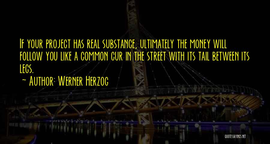 Werner Herzog Quotes: If Your Project Has Real Substance, Ultimately The Money Will Follow You Like A Common Cur In The Street With