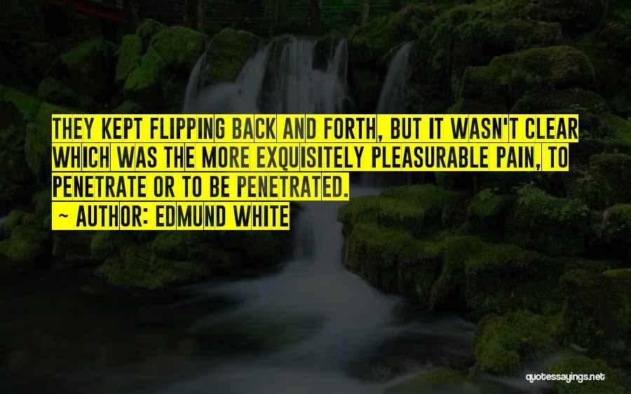 Edmund White Quotes: They Kept Flipping Back And Forth, But It Wasn't Clear Which Was The More Exquisitely Pleasurable Pain, To Penetrate Or