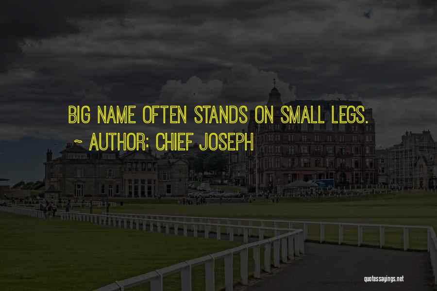 Chief Joseph Quotes: Big Name Often Stands On Small Legs.