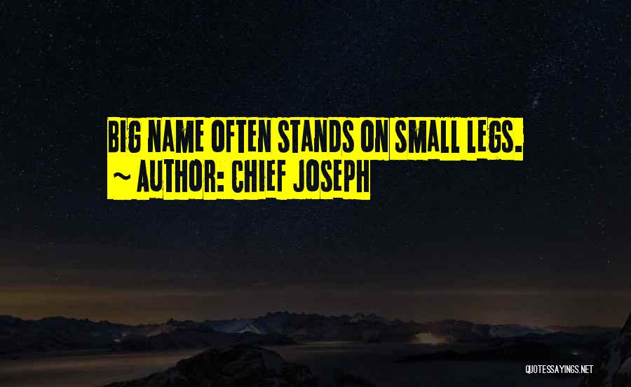 Chief Joseph Quotes: Big Name Often Stands On Small Legs.
