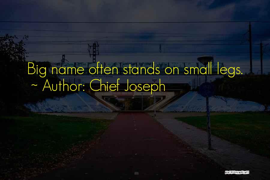 Chief Joseph Quotes: Big Name Often Stands On Small Legs.