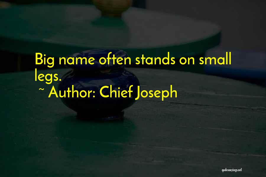 Chief Joseph Quotes: Big Name Often Stands On Small Legs.