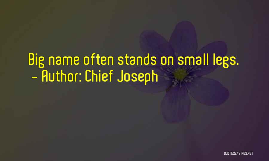 Chief Joseph Quotes: Big Name Often Stands On Small Legs.