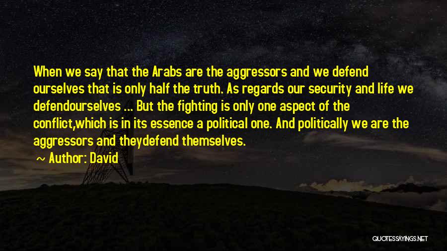 David Quotes: When We Say That The Arabs Are The Aggressors And We Defend Ourselves That Is Only Half The Truth. As