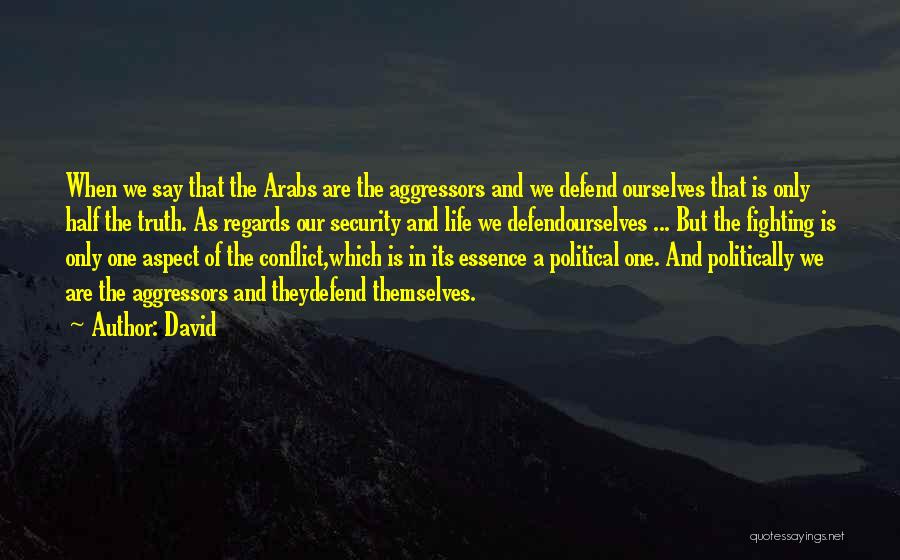 David Quotes: When We Say That The Arabs Are The Aggressors And We Defend Ourselves That Is Only Half The Truth. As