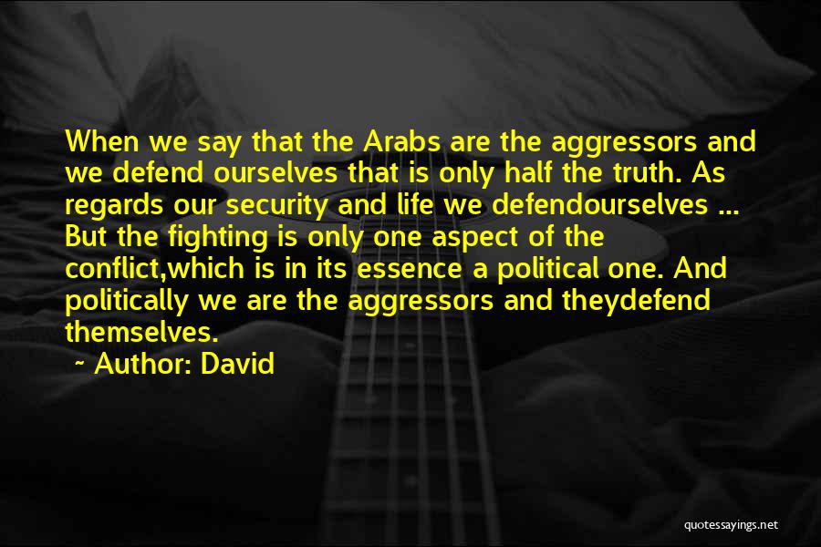 David Quotes: When We Say That The Arabs Are The Aggressors And We Defend Ourselves That Is Only Half The Truth. As