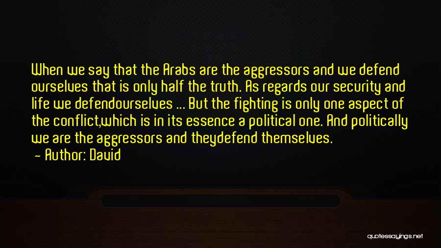 David Quotes: When We Say That The Arabs Are The Aggressors And We Defend Ourselves That Is Only Half The Truth. As