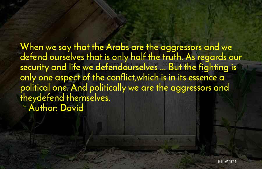 David Quotes: When We Say That The Arabs Are The Aggressors And We Defend Ourselves That Is Only Half The Truth. As