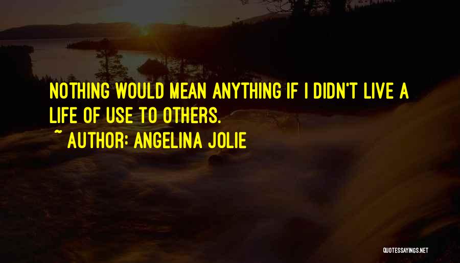 Angelina Jolie Quotes: Nothing Would Mean Anything If I Didn't Live A Life Of Use To Others.