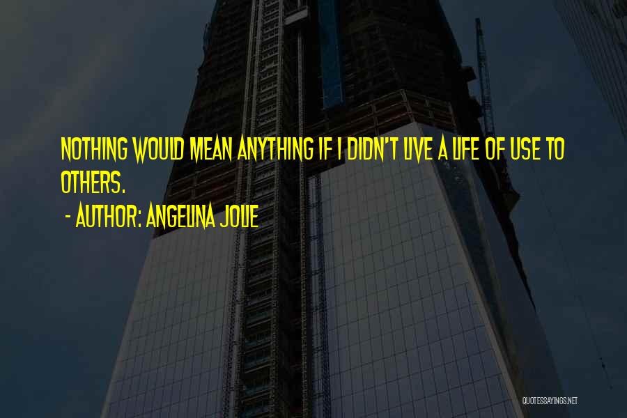 Angelina Jolie Quotes: Nothing Would Mean Anything If I Didn't Live A Life Of Use To Others.