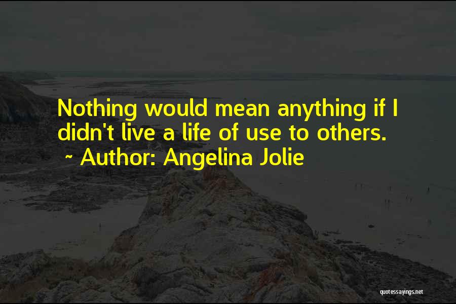 Angelina Jolie Quotes: Nothing Would Mean Anything If I Didn't Live A Life Of Use To Others.