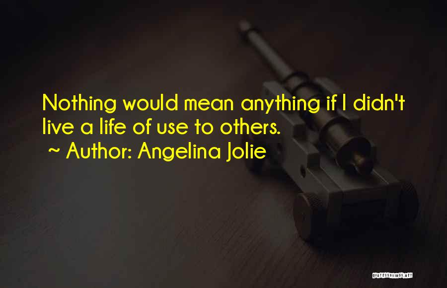 Angelina Jolie Quotes: Nothing Would Mean Anything If I Didn't Live A Life Of Use To Others.