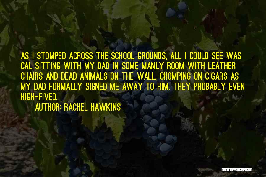 Rachel Hawkins Quotes: As I Stomped Across The School Grounds, All I Could See Was Cal Sitting With My Dad In Some Manly