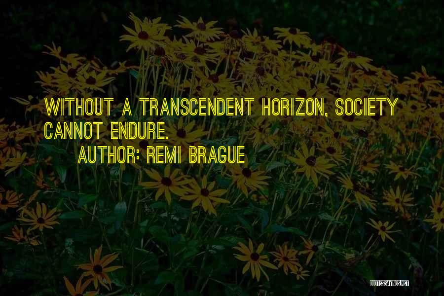 Remi Brague Quotes: Without A Transcendent Horizon, Society Cannot Endure.