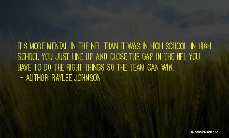 Raylee Johnson Quotes: It's More Mental In The Nfl Than It Was In High School. In High School You Just Line Up And