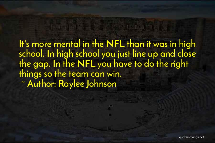 Raylee Johnson Quotes: It's More Mental In The Nfl Than It Was In High School. In High School You Just Line Up And