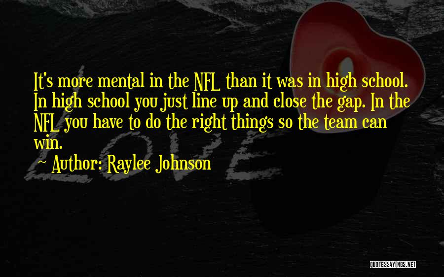 Raylee Johnson Quotes: It's More Mental In The Nfl Than It Was In High School. In High School You Just Line Up And