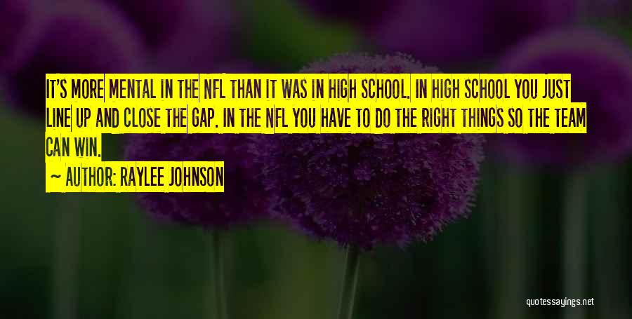 Raylee Johnson Quotes: It's More Mental In The Nfl Than It Was In High School. In High School You Just Line Up And