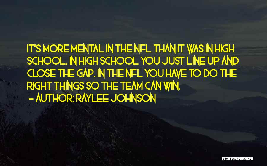 Raylee Johnson Quotes: It's More Mental In The Nfl Than It Was In High School. In High School You Just Line Up And