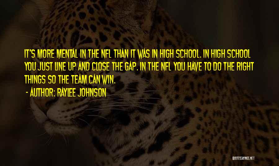 Raylee Johnson Quotes: It's More Mental In The Nfl Than It Was In High School. In High School You Just Line Up And