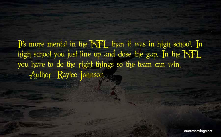 Raylee Johnson Quotes: It's More Mental In The Nfl Than It Was In High School. In High School You Just Line Up And