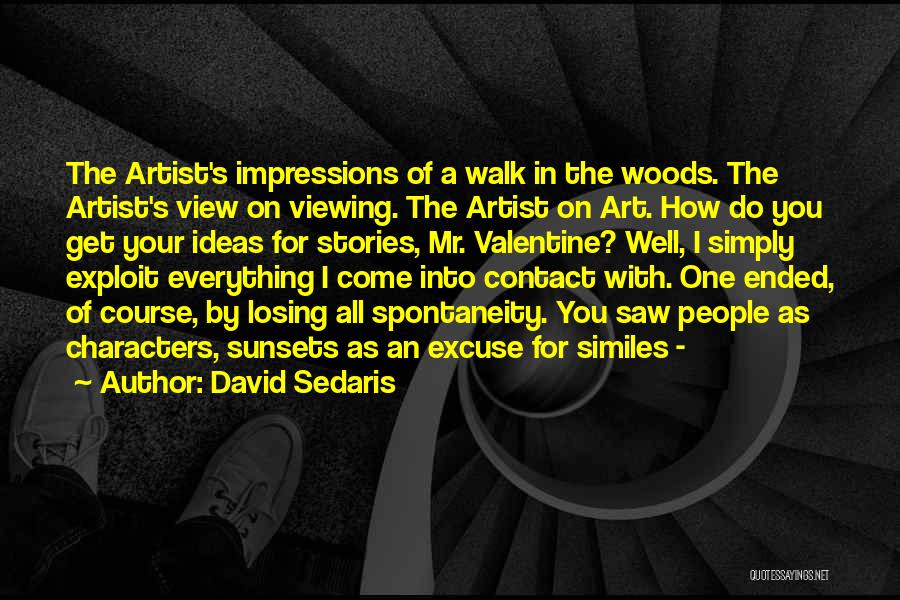 David Sedaris Quotes: The Artist's Impressions Of A Walk In The Woods. The Artist's View On Viewing. The Artist On Art. How Do