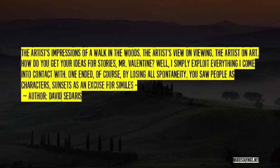 David Sedaris Quotes: The Artist's Impressions Of A Walk In The Woods. The Artist's View On Viewing. The Artist On Art. How Do