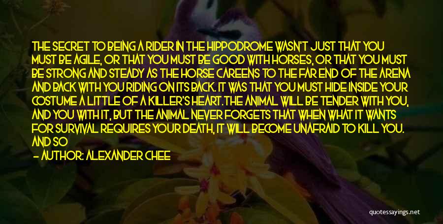 Alexander Chee Quotes: The Secret To Being A Rider In The Hippodrome Wasn't Just That You Must Be Agile, Or That You Must