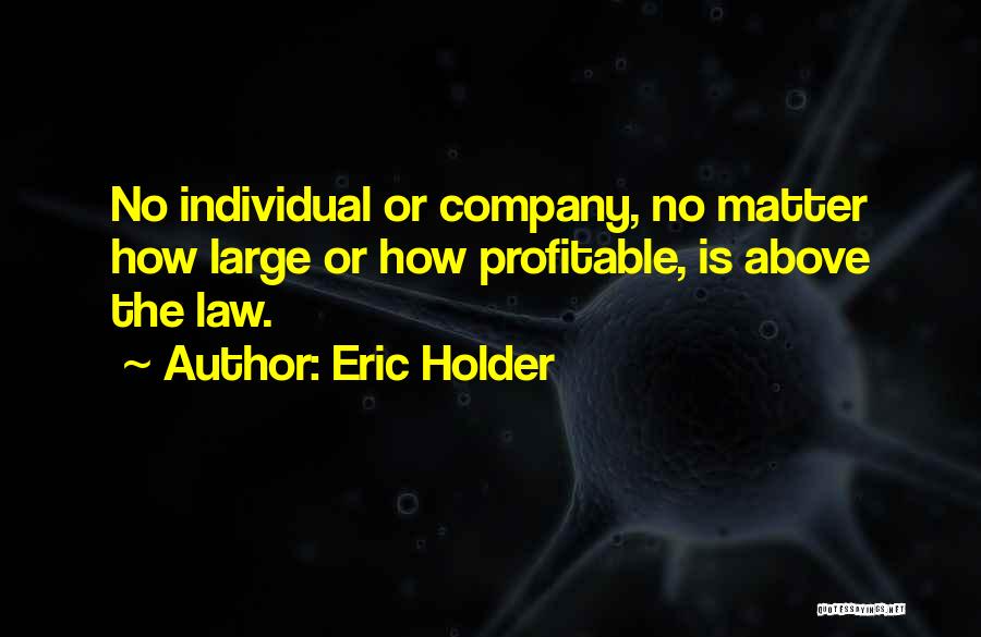 Eric Holder Quotes: No Individual Or Company, No Matter How Large Or How Profitable, Is Above The Law.