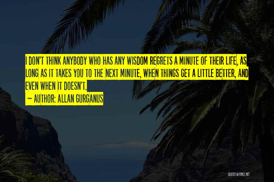 Allan Gurganus Quotes: I Don't Think Anybody Who Has Any Wisdom Regrets A Minute Of Their Life, As Long As It Takes You