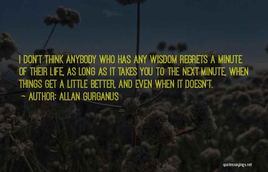 Allan Gurganus Quotes: I Don't Think Anybody Who Has Any Wisdom Regrets A Minute Of Their Life, As Long As It Takes You