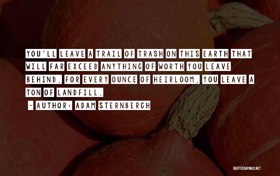 Adam Sternbergh Quotes: You'll Leave A Trail Of Trash On This Earth That Will Far Exceed Anything Of Worth You Leave Behind. For