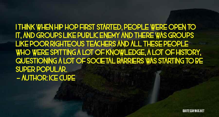 Ice Cube Quotes: I Think When Hip Hop First Started, People Were Open To It, And Groups Like Public Enemy And There Was