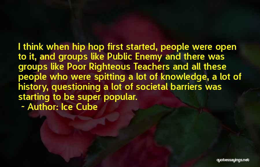 Ice Cube Quotes: I Think When Hip Hop First Started, People Were Open To It, And Groups Like Public Enemy And There Was