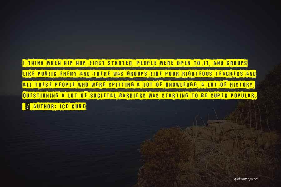 Ice Cube Quotes: I Think When Hip Hop First Started, People Were Open To It, And Groups Like Public Enemy And There Was