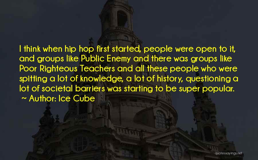 Ice Cube Quotes: I Think When Hip Hop First Started, People Were Open To It, And Groups Like Public Enemy And There Was