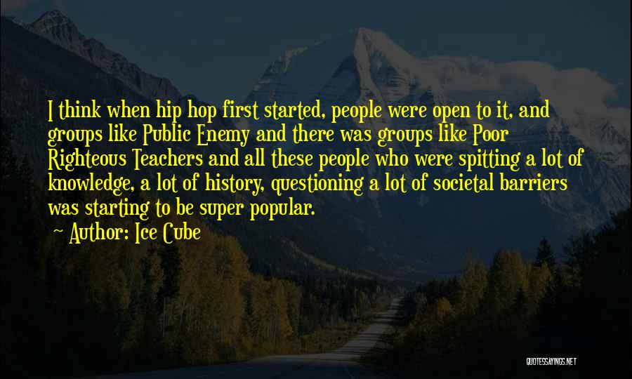 Ice Cube Quotes: I Think When Hip Hop First Started, People Were Open To It, And Groups Like Public Enemy And There Was