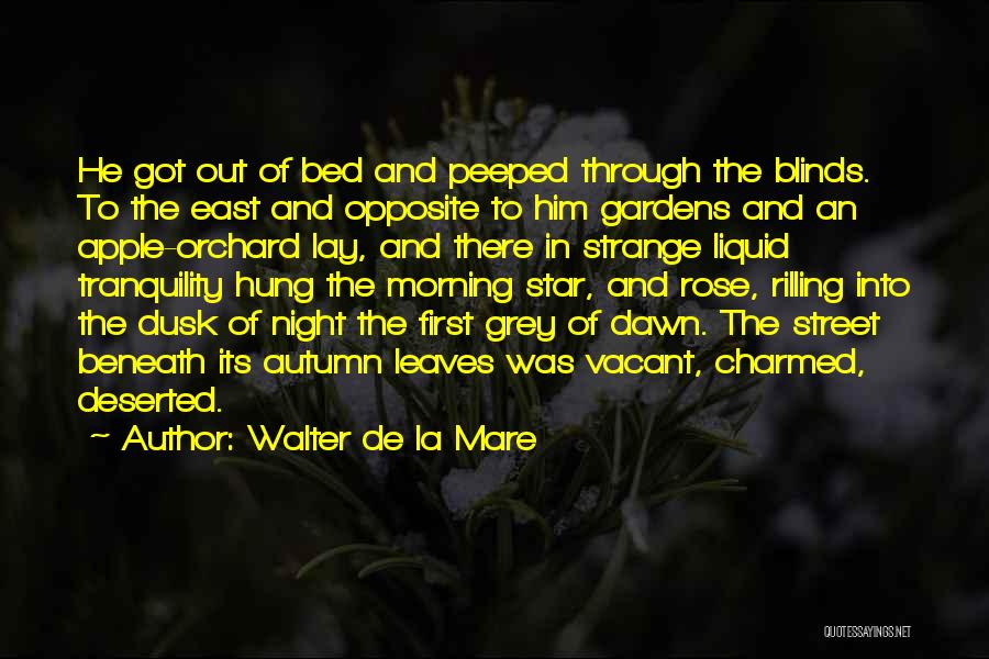 Walter De La Mare Quotes: He Got Out Of Bed And Peeped Through The Blinds. To The East And Opposite To Him Gardens And An