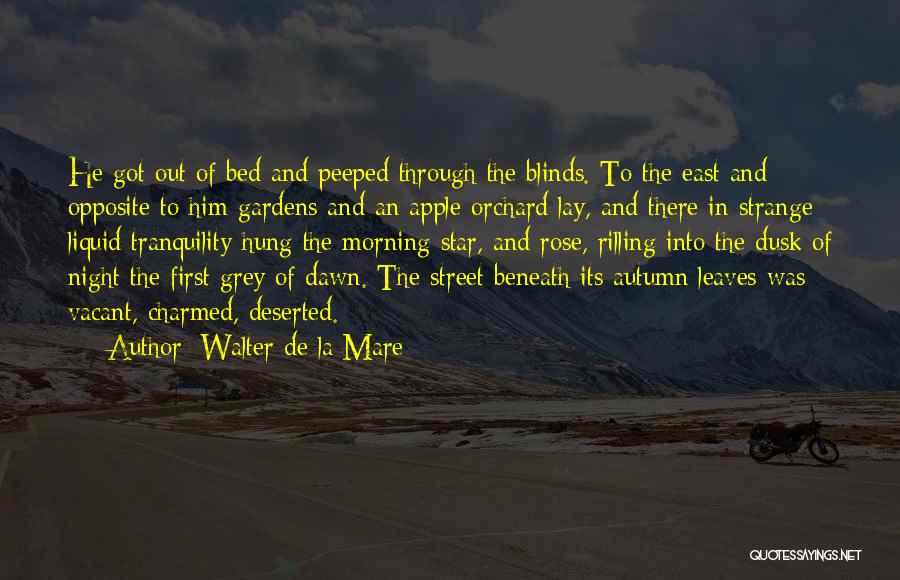 Walter De La Mare Quotes: He Got Out Of Bed And Peeped Through The Blinds. To The East And Opposite To Him Gardens And An