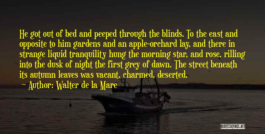 Walter De La Mare Quotes: He Got Out Of Bed And Peeped Through The Blinds. To The East And Opposite To Him Gardens And An