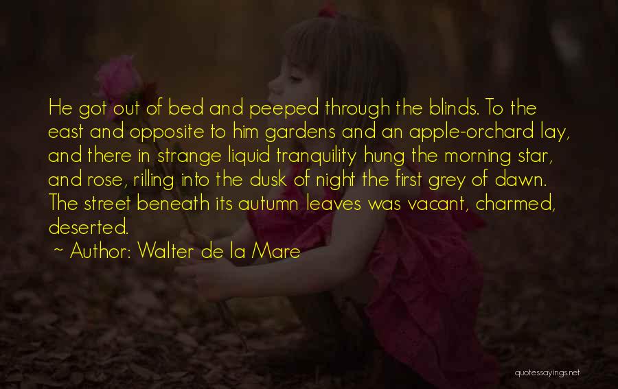 Walter De La Mare Quotes: He Got Out Of Bed And Peeped Through The Blinds. To The East And Opposite To Him Gardens And An